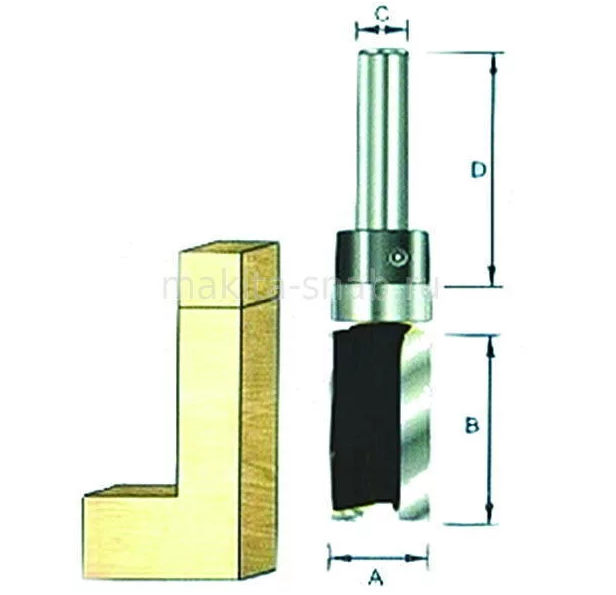 Фреза кромочная 12х32х25, хв-к 8 с хвост подшип Makita D-10534