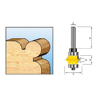 Фреза кромочная калевочная R6,35 28,6х15,9х8х32х2Т (угловая) Makita D-11710